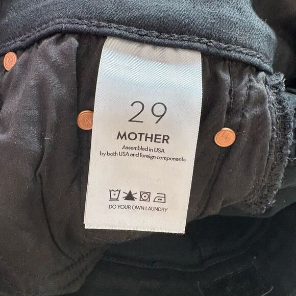 Mother High Waisted Black Insider Crop Step Fray Jeans Size 29 - Picture 12 of 14